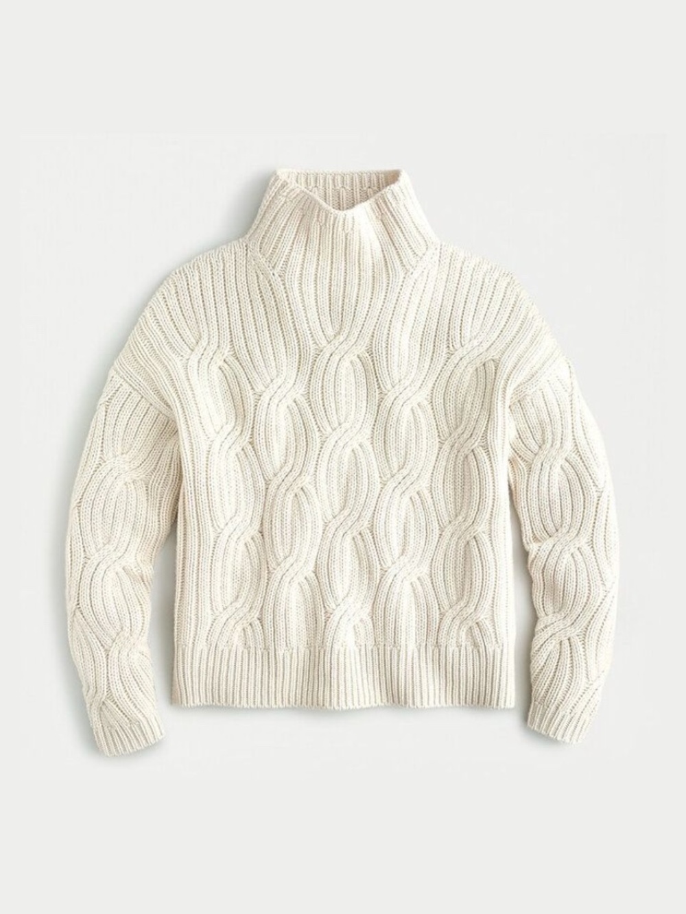 J.Crew Collection Cashmere Cable-knit Turtleneck in Ivory